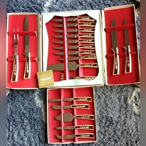 Serving Knife Set Regent Sheffield Cutlery Set with Box Retro Kitchen